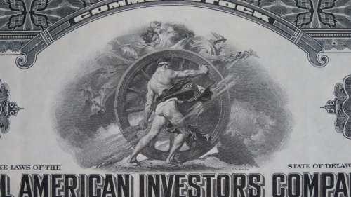 General American Investors Company, Stock Certificate, 1934, 100 Shares issued to Gilbert Colgate