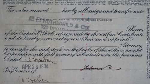 General American Investors Company, Stock Certificate, 1932, 100 Shares