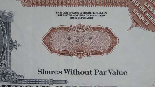 New York Central Railroad Company, Stock Certificate, 1955, 25 Shares