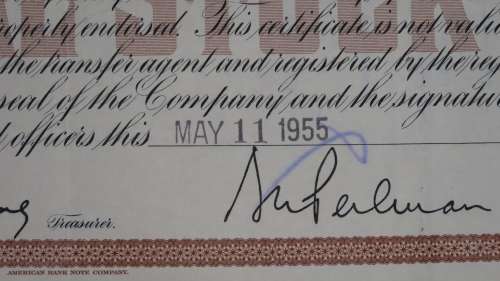 New York Central Railroad Company, Stock Certificate, 1955, 25 Shares