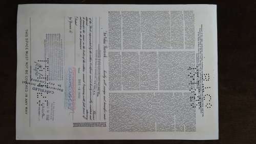 New York Chicago and St Louis Railroad Company, Stock Certificate, 1952, 100 Shares