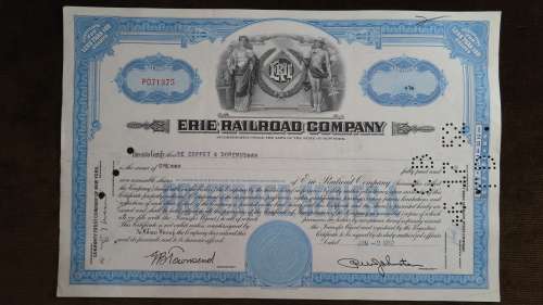 Erie Railroad Company, Stock Certificate, 1952, 1 Preferred Share