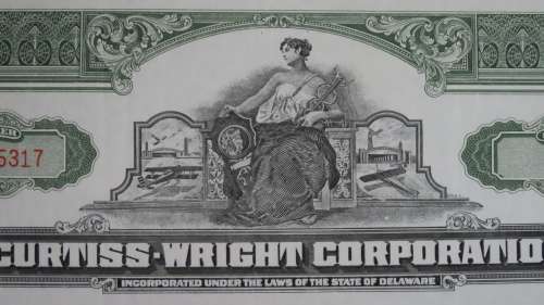 Curtiss Wright Corporation, Stock Certificate, 1950, 15 Shares