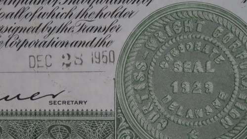 Curtiss Wright Corporation, Stock Certificate, 1950, 15 Shares