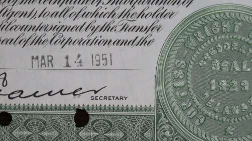 Curtiss Wright Corporation, Stock Certificate, 1951, 10 Shares