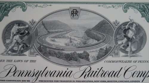 Pennsylvasnia Railroad Company, Stock Certificate, 1961, 100 Shares
