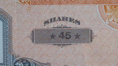 Pennsylvania Railroad Company, Stock Certificate, 1952, 45 Shares with USA Duty Stamps
