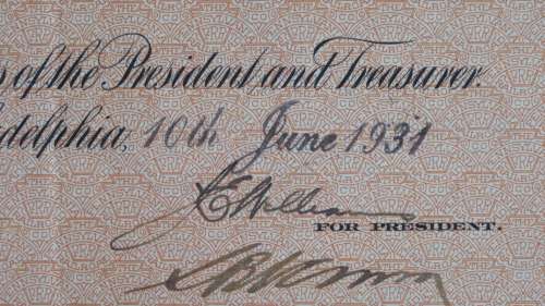 Pennsylvania Railroad Company, Stock Certificate, 1931, 26 Shares