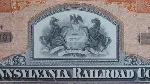 Pennsylvania Railroad Company, Stock Certificate, 1952, 5 Shares