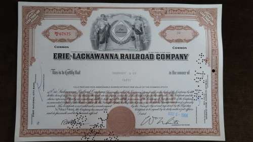 Erie Lackawanna Railroad Company, Stock Certificate, 1966, 50 Shares