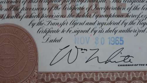 Erie Lackawanna Railroad Company, Stock Certificate, 1965, 5 Shares