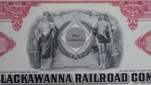 Erie Lackawanna Railroad Company, Stock Certificate, 1962,100 Shares