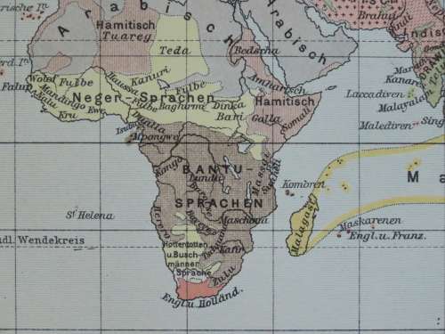 1905 Map of The World by Language Spoken, Excellent condition, Original German Mayer Map