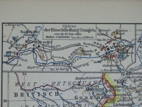 1905 Map of South Africa Anglo-Boer War, Siege of Ladysmith, Original German Mayer Map