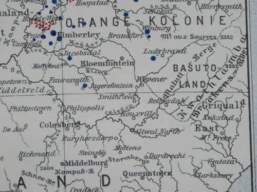 1905 Map of South African Diamond Fields, Excellent Condition, Original German Mayer Map