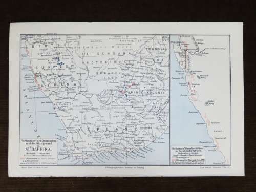 1905 Map of South African Diamond Fields, Excellent Condition, Original German Mayer Map