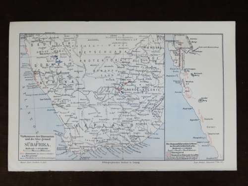 1905 Map of South African Diamond Fields, Excellent Condition, Original German Mayer Map