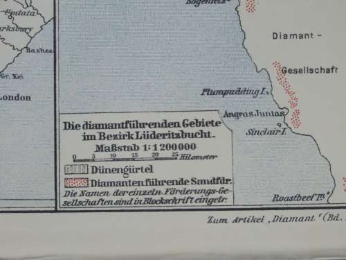 1905 Map of South African Diamond Fields, Excellent Condition, Original German Mayer Map