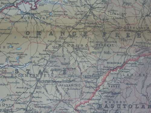 1922 Map of South Africa - Eastern Section, fair Condition, Original Bartholomew Map