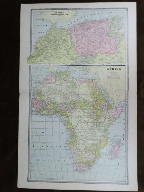 1880 Map of Africa, Excellent Condition, Original Cram Map