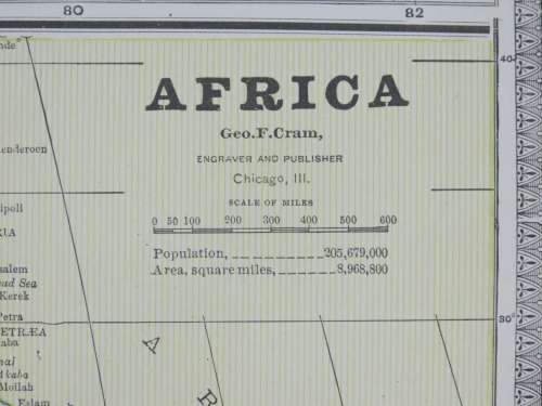 1880 Map of Africa, Excellent Condition, Original Cram Map
