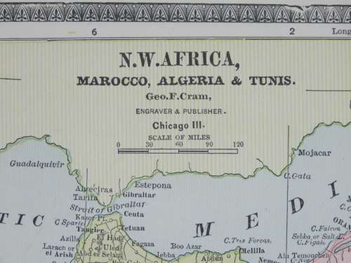 1880 Map of Africa, Excellent Condition, Original Cram Map
