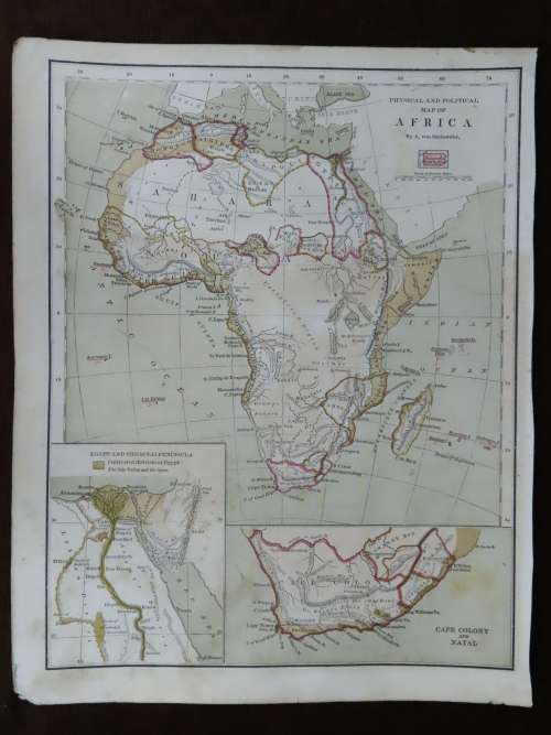 1875 Map of Africa, Great Condition, Original Steinwehr Map