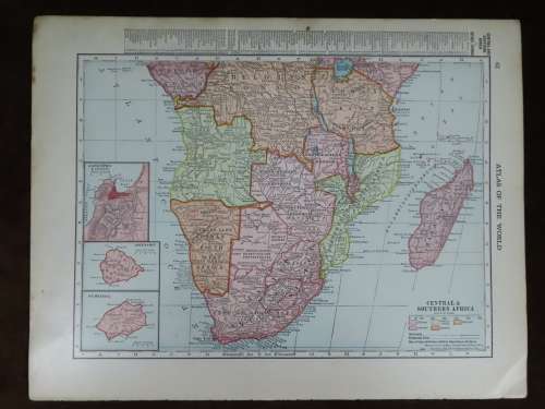 1912 Map of Southern Africa, Excellent Condition, Original Hammond`s Map