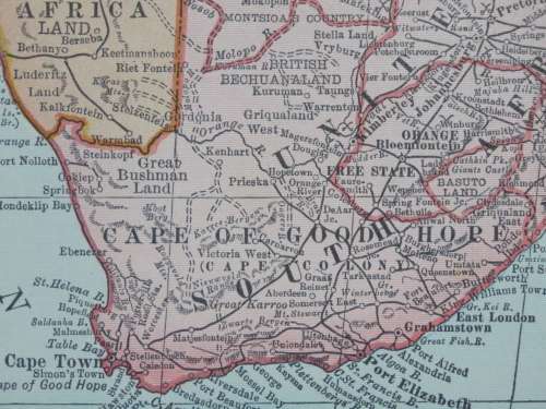 1912 Map of Southern Africa, Excellent Condition, Original Hammond`s Map