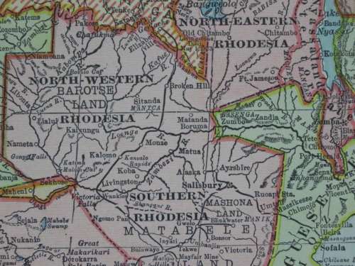 1912 Map of Southern Africa, Excellent Condition, Original Hammond`s Map