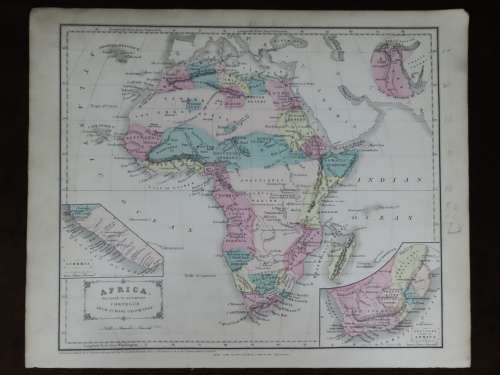 1855 Map of Africa, Excellent Condition, Original Cornell Antique Map