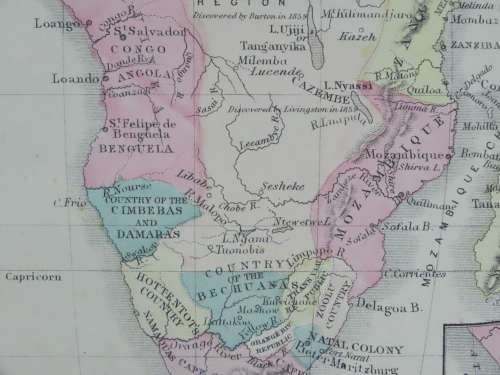 1855 Map of Africa, Excellent Condition, Original Cornell Antique Map