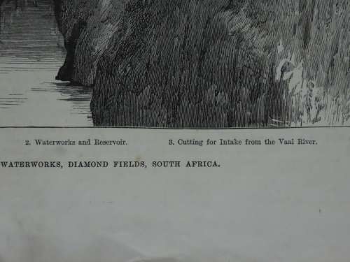 1883 Kimberley Waterworks, Diamond Fields Original Antique Print