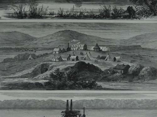 1883 Kimberley Waterworks, Diamond Fields Original Antique Print
