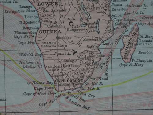 1888 Chart of The World, Excellent condition, Original Cram Map