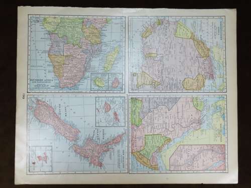 1906 Maps of Africa, New Zealand, Very Good condition, Original Cram Map