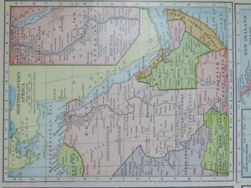 1906 Maps of Africa, New Zealand, Very Good condition, Original Cram Map
