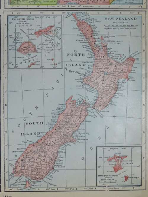 1906 Maps of Africa, New Zealand, Very Good condition, Original Cram Map