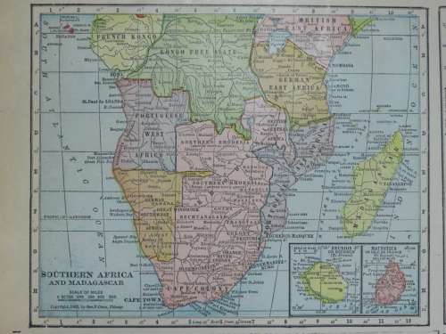 1906 Maps of Africa, New Zealand, Very Good condition, Original Cram Map
