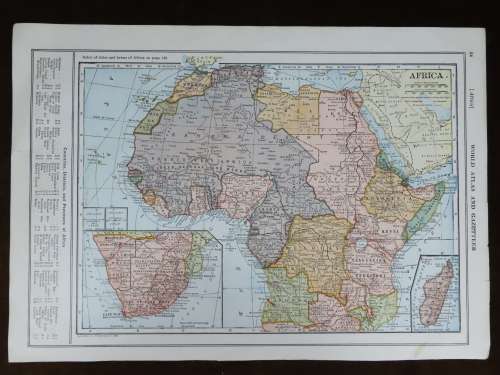 1921 Map of Africa, Excellent condition, Original Poates Map