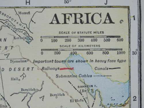1921 Map of Africa, Excellent condition, Original Poates Map