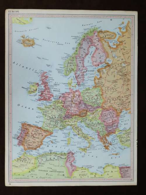 1961 Map of Europe, Excellent condition, Original McNally Map