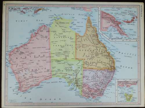 1961 Map of Eurasia USSR and Australia, Excellent condition, Original McNally Map