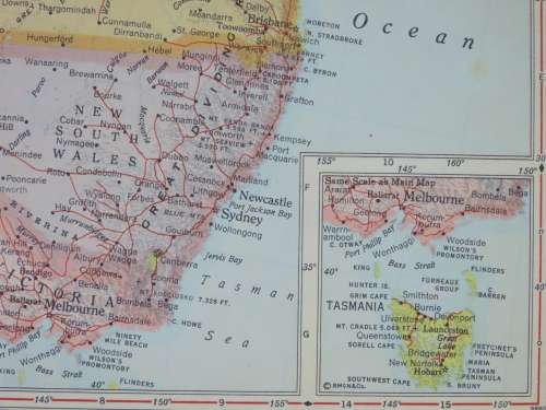 1961 Map of Eurasia USSR and Australia, Excellent condition, Original McNally Map