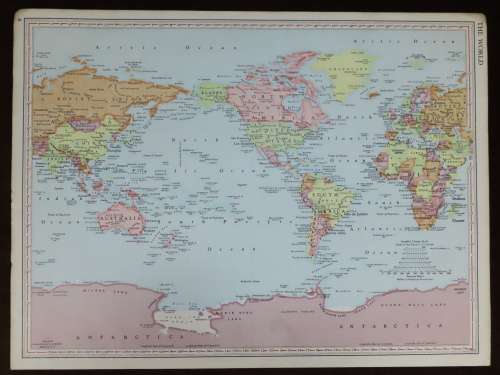 1961 Map of The World, Excellent condition, Original McNally Map