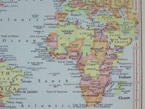 1961 Map of The World, Excellent condition, Original McNally Map