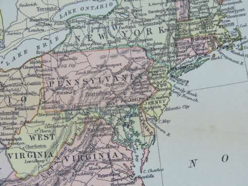 1892 Map of The United States of America USA, Excellent condition, Original Chambers Map