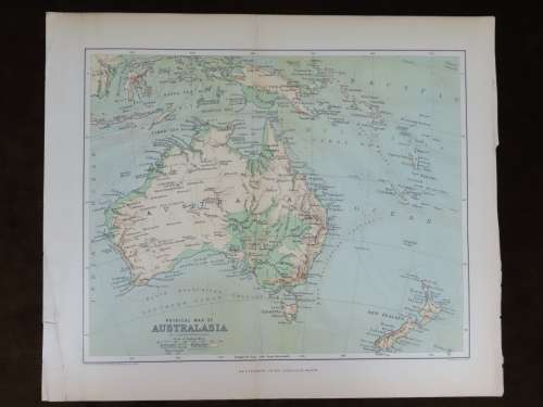 1892 Map of Australia, Excellent condition, Original Chambers Map
