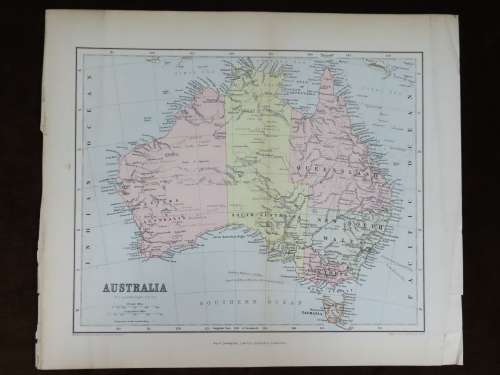 1892 Map of Australia, Excellent condition, Original Chambers Map
