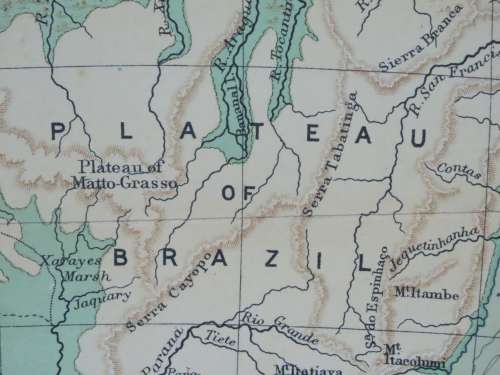 1892 Map of South America, Good condition, Original Chambers Map
